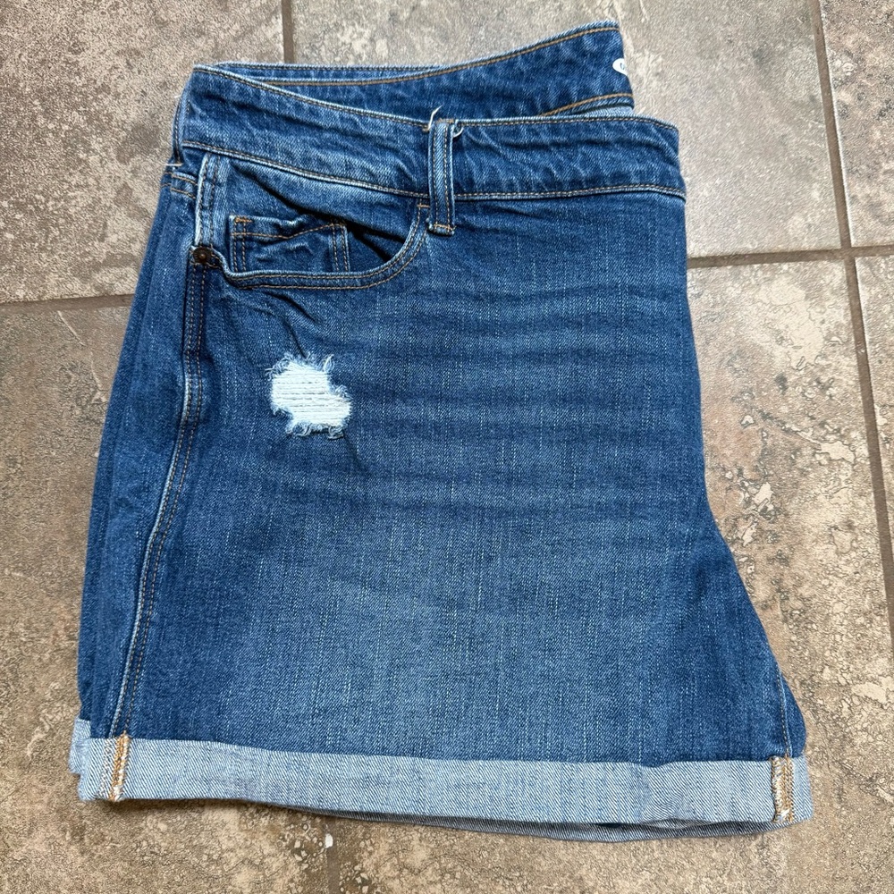 Old Navy Women's Distressed Blue Jean Shorts - Picture 3 of 5